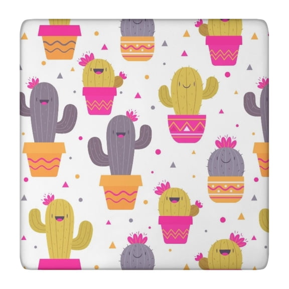 Squre Tablecloth Fitted Elastic Table Cover with Aesthetic Succulent and Desert Style Prints, Waterproof Vinyl with Backing, Perfect for Indoor and Outdoor Dining
