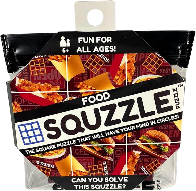 Squzzle Puzzle – 9-Piece Travel Puzzle Game | Screen-Free Brain Teaser Puzzle for Focus & Problem Solving | Collect All Designs | Teacher Gift | Middle School Classroom Center (Food)