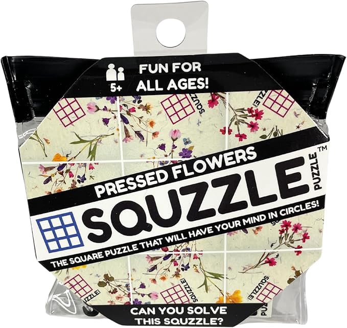 Squzzle Puzzle – 9-Piece Travel Puzzle Game | Screen-Free Brain Teaser Puzzle for Focus & Problem Solving | Collect All Designs | Teacher Gift | Middle School Classroom Center (Pressed Flowers)