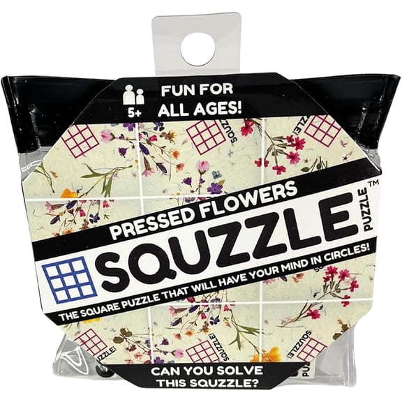 Squzzle Puzzle  9-Piece Travel Puzzle Game | Screen-Free Brain Teaser Puzzle for Focus & Problem Solving | Collect All Designs | Teacher Gift | Middle School Classroom Center (Pressed Flowers)