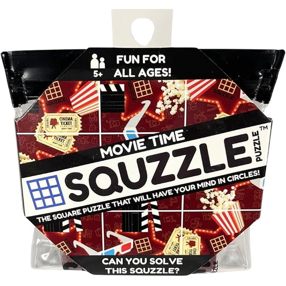 Squzzle Puzzle  9-Piece Travel Puzzle Game | Screen-Free Brain Teaser Puzzle for Focus & Problem Solving | Collect All Designs | Teacher Gift | Middle School Classroom Center (Movie Time)