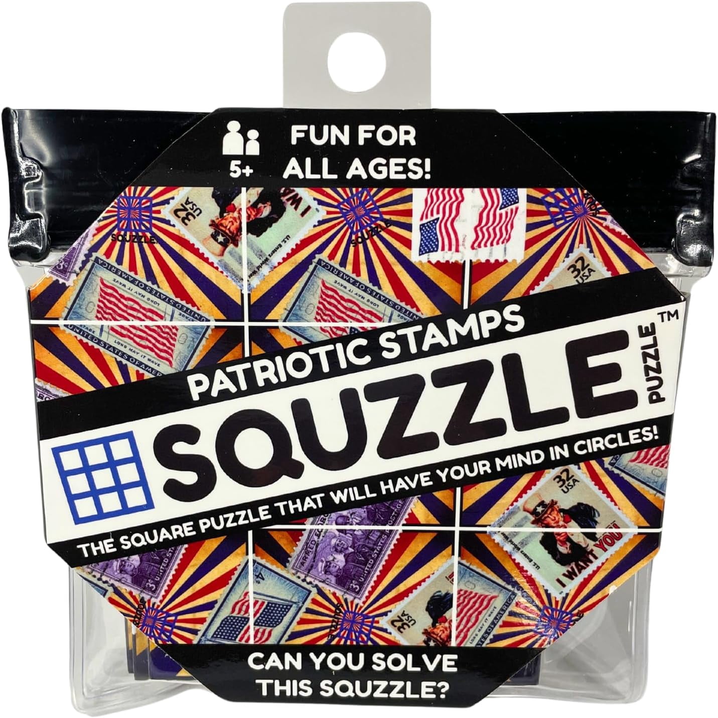 Squzzle Puzzle – 9-Piece Travel Puzzle Game | Screen-Free Brain Teaser Puzzle for Focus & Problem Solving | (Patriotic, American, America's 250th Anniversary)