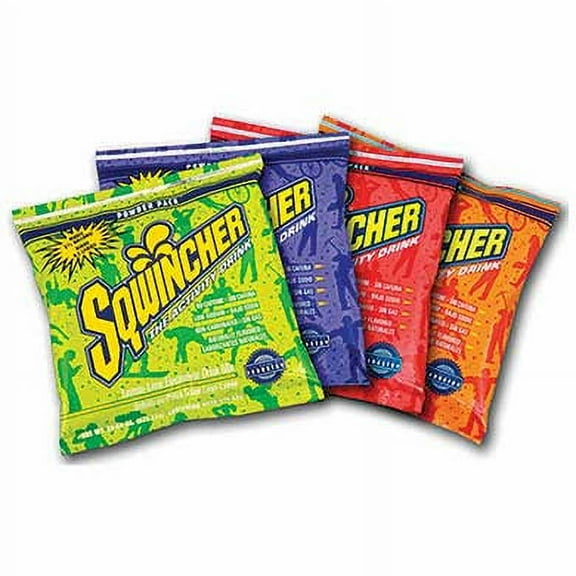 Sqwincher 23.83 Ounce Powder Pack Instant Powder Concentrate Packet Assorted Flavors Electrolyte Drink - Yields 2.5 Gallons (32 Packets Per Case)
