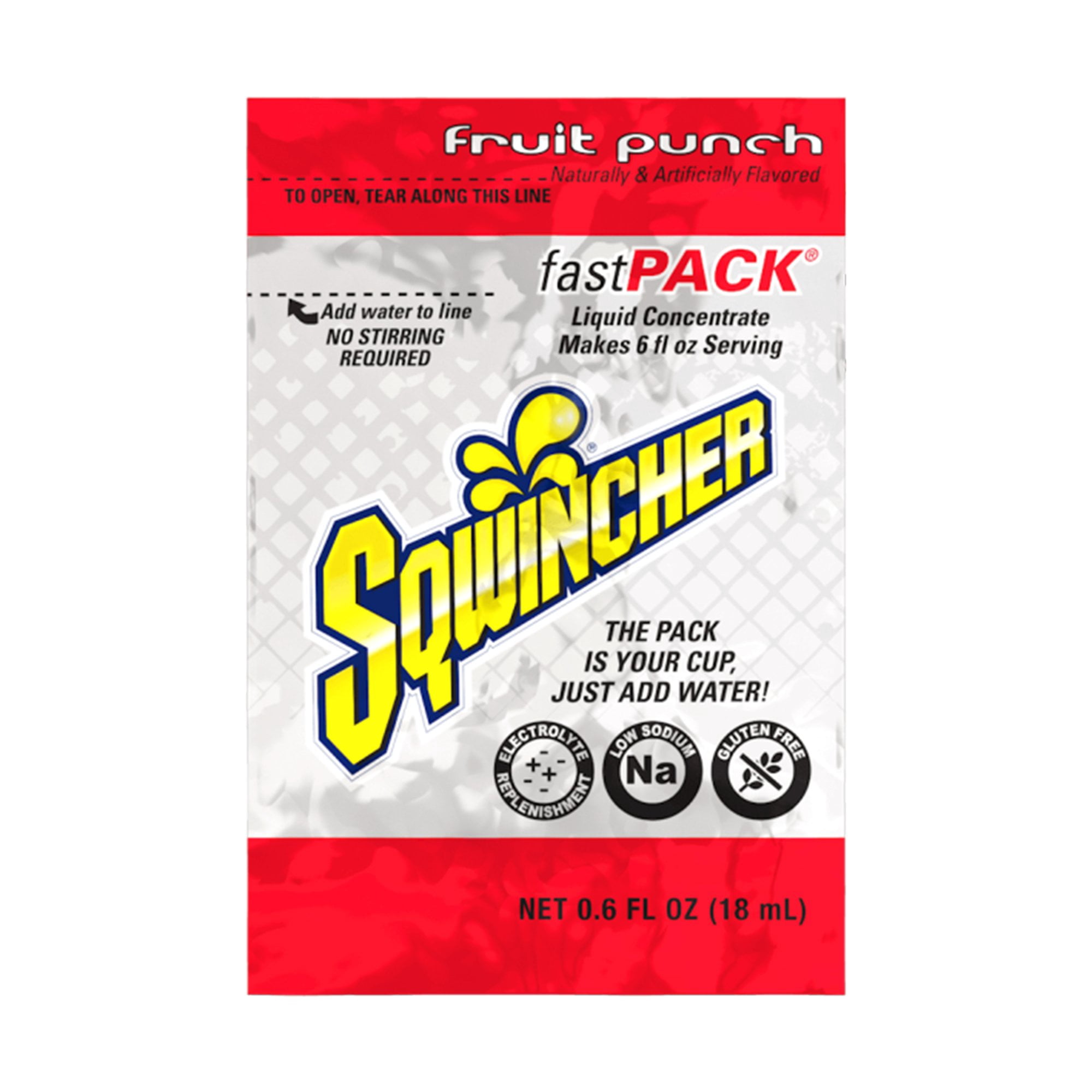 Sqwincher Fast Pack Oral Electrolyte Solution Fruit Punch 0.6 oz. Packet 200 Ct