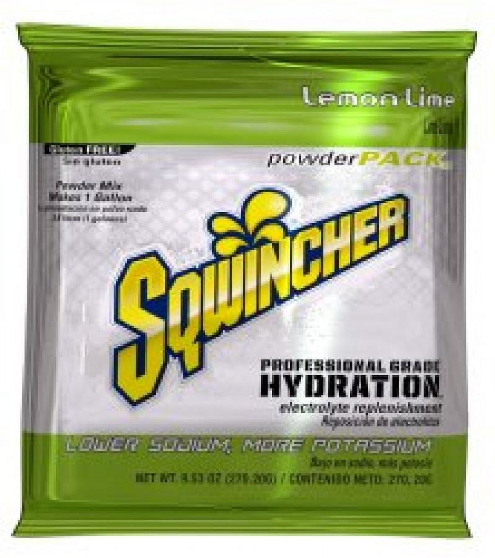 Sqwincher Powder Pack Electrolyte Replenishment Drink Mix, Lemon-Lime, 9.53 oz Packet, 20 Count