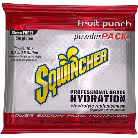 Sqwincher Regular Powder Packs Fruit Punch 2.5 gal Yield 32 Count 23.83 oz