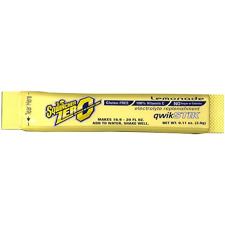 Sqwincher X428-M2600 Qwik Stik Instant Powder Concentrate Stick, Lemonade Electrolyte Drink, 11 Ounce, Pack Of 50