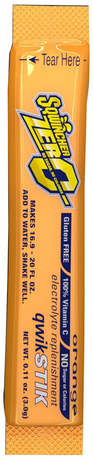 Sqwincher ZERO Qwik Stik -Sugar Free Electrolyte Powdered Beverage Mix, Orange
