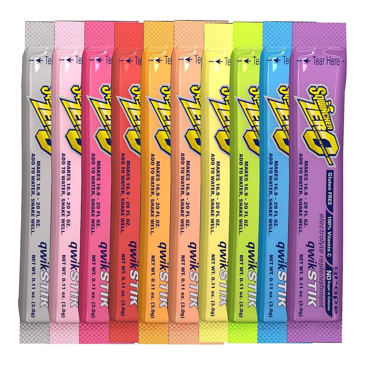 Sqwincher Zero - 10 Flavor Qwik Stik, Sugar-Free Electrolyte