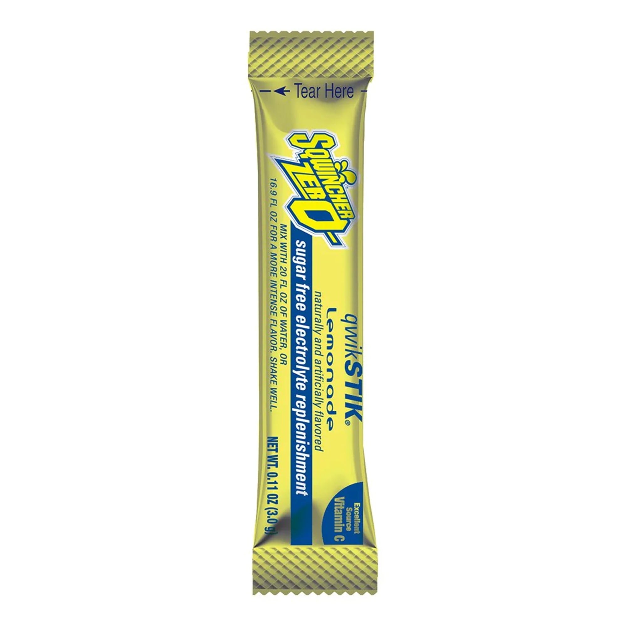 Sqwincher Zero Quik Stik Tube, Electrolyte Lemonade, 0.11oz Packets, 500 Ct