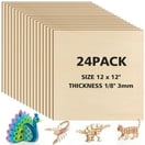Stylecraft Plywood Unfinished Panel, Square Design, 6"x 6" Beige (3 Pieces) 1.2 lbs.