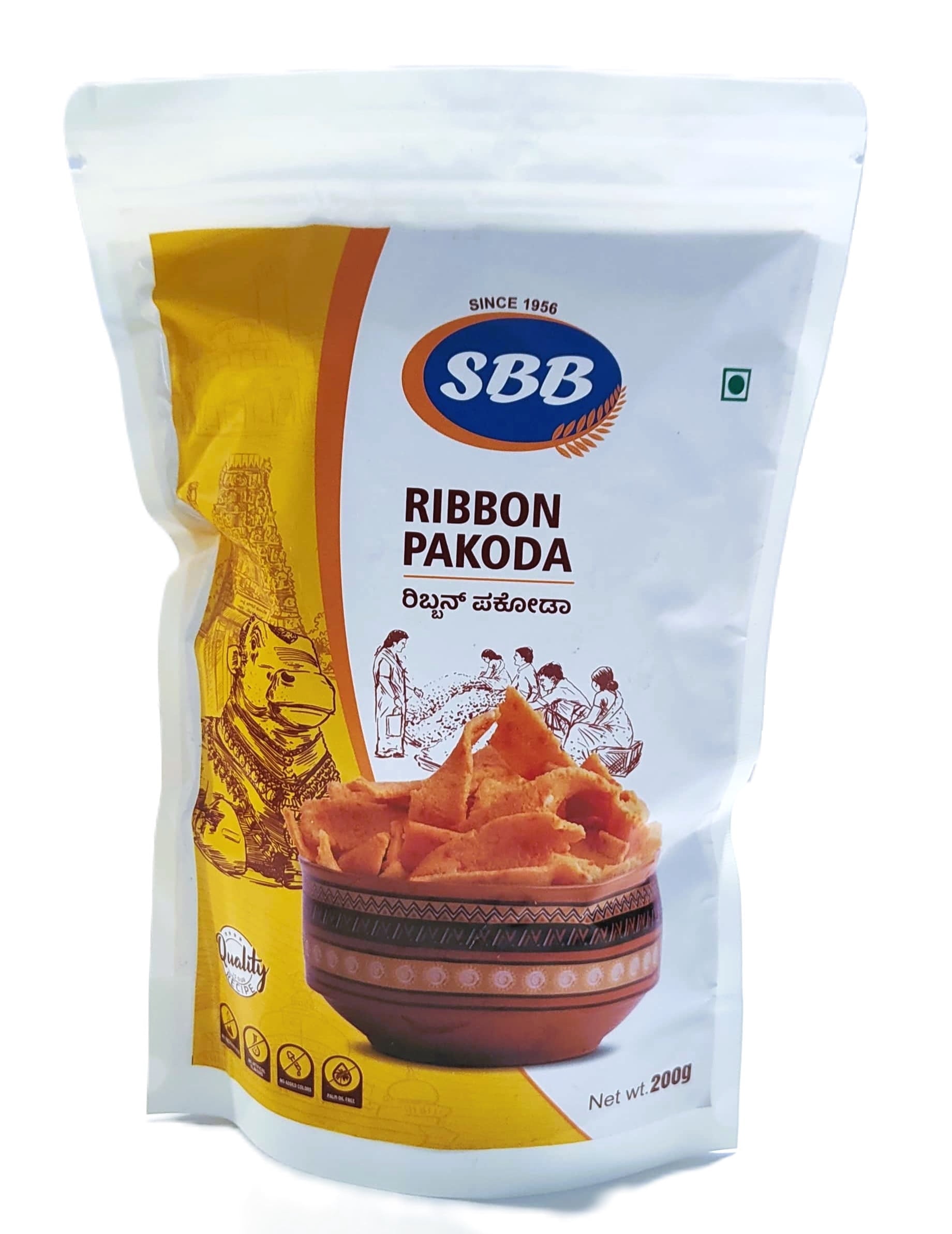 Sreenivasa Brahmins Bakery Ribbon Pakkoda, 200 G Pouch (pack of 2), Puffed Snack, Gluten-Free