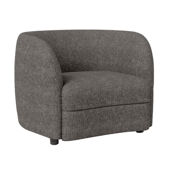 Srey Accent Chair, 37 Inch, Plush Gray Boucle, Curved Kidney Shape