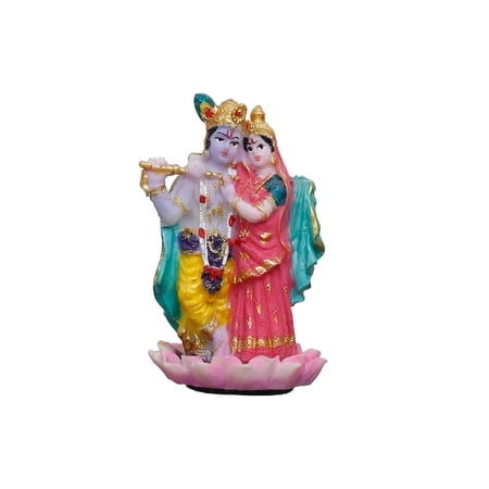 Sri Krishna Culture- Mini Standing Radha Krishna for Car-Hindu God and Goddess Idol/Statue/Murti/Figurine-Polyster Resin-MulticolourHeight-2"