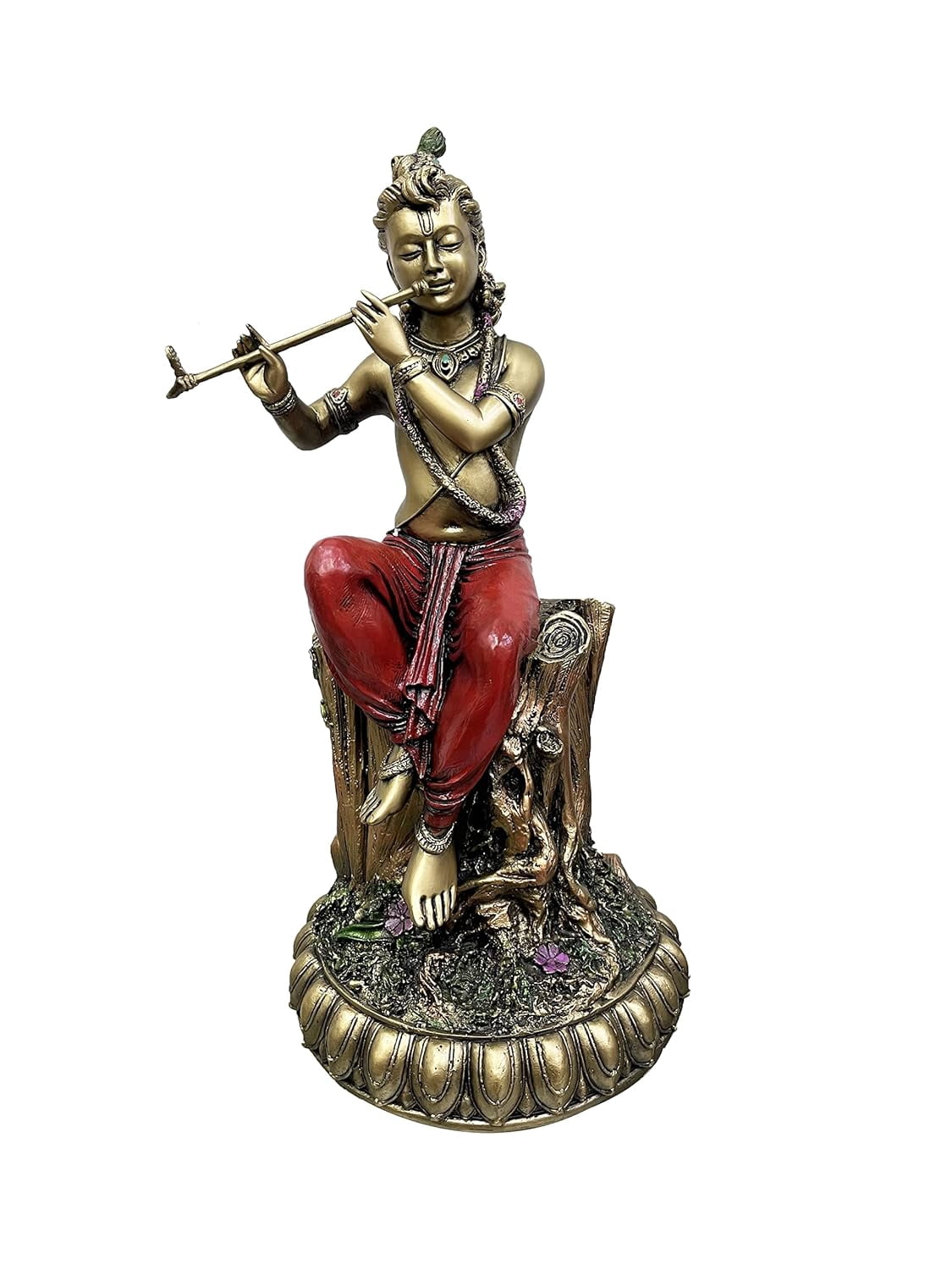 Sri Krishna Culture New Big Krishna Sitting On Tree Trunk Playing Flute ...