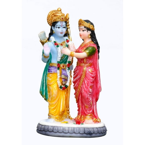 Sri Krishna Culture- Ram and Sita Ji Murti Garlanding Pose (6 Inches)- Idol Showpieces for Home