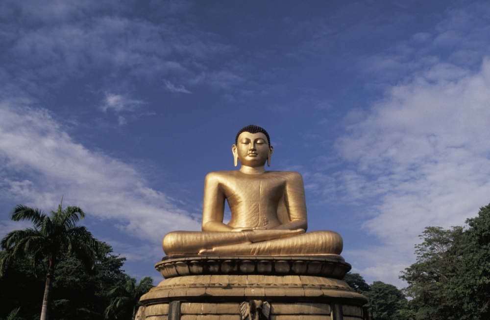 Sri Lanka Colombo Victoria Park Golden Buddha Statue Canvas Art - Larry Dale Gordon Design Pics (17 x 11)