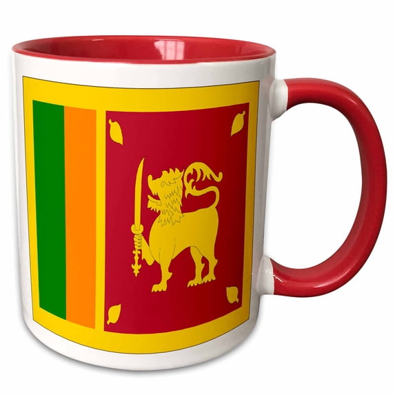 3drose, Sri Lanka Flag, 15oz Two-tone Red Mug