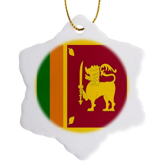 3drose, Sri Lanka Flag, 3 inch Snowflake Porcelain Ornament