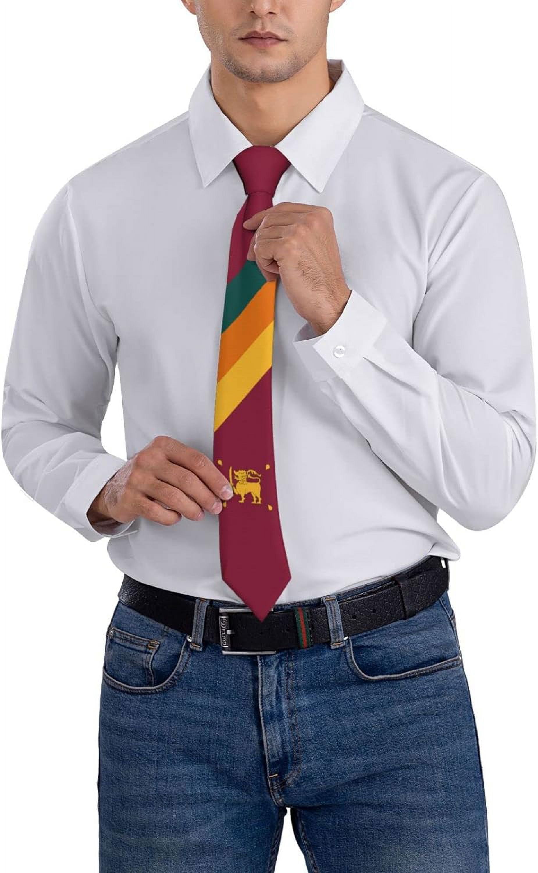 Sri Lanka Flag 6 Striped Necktie Men'S Neck Ties Mens Party Business Neckties Soft Skil Tie