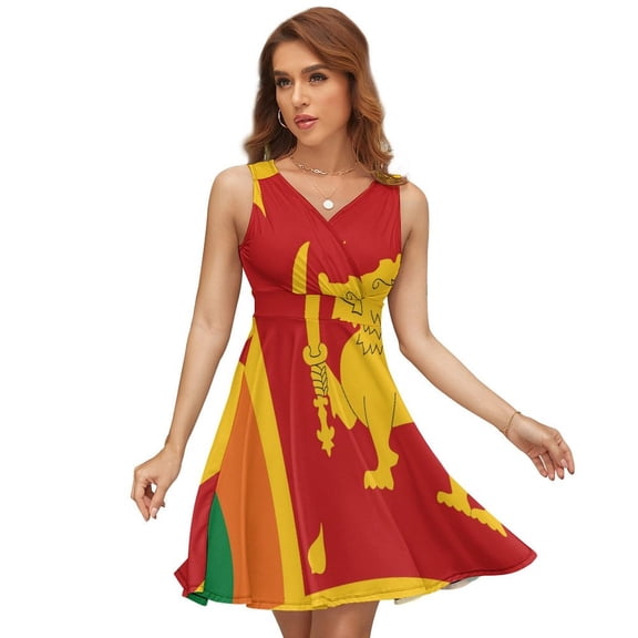 Sri Lanka Flag Dress Fashion Beach Long Dresses Female Party Printed Sundress