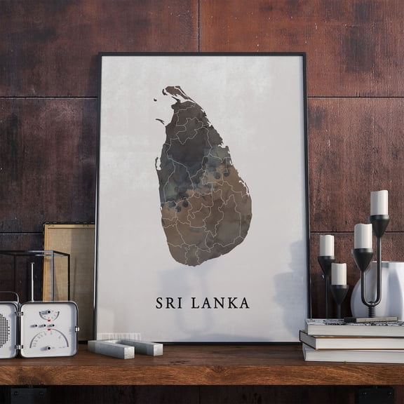 Sri Lanka Map Wall Art Print Vintage Travel Decor
