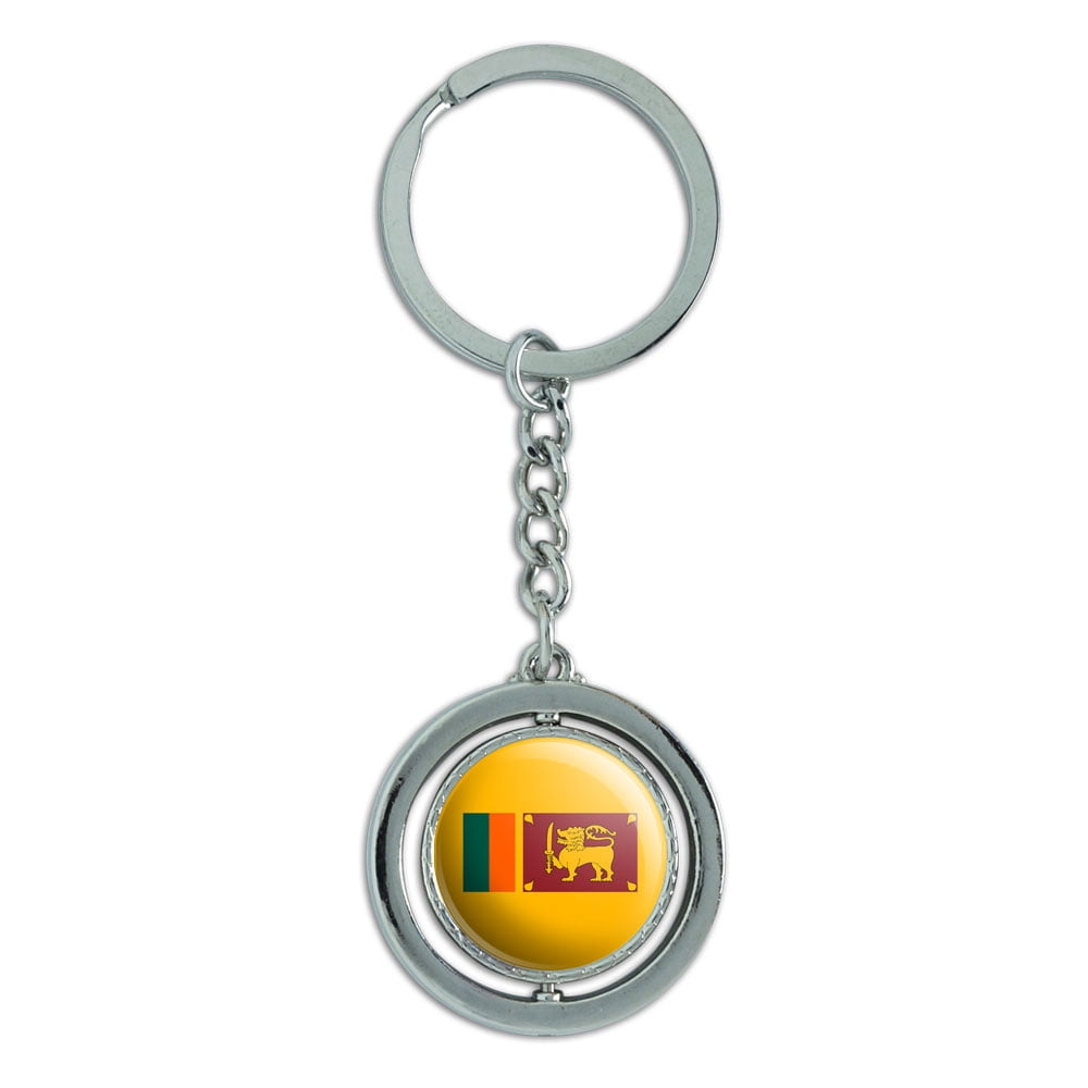 Sri Lanka National Country Flag Spinning Circle Metal Keychain