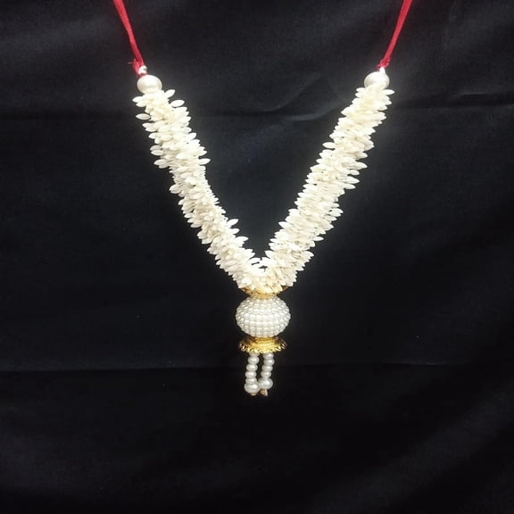 Sri Sainath Enterprises Jasmine White with Pearls Design Flowers Artificial GARLND. LENGTH-11 INCHES