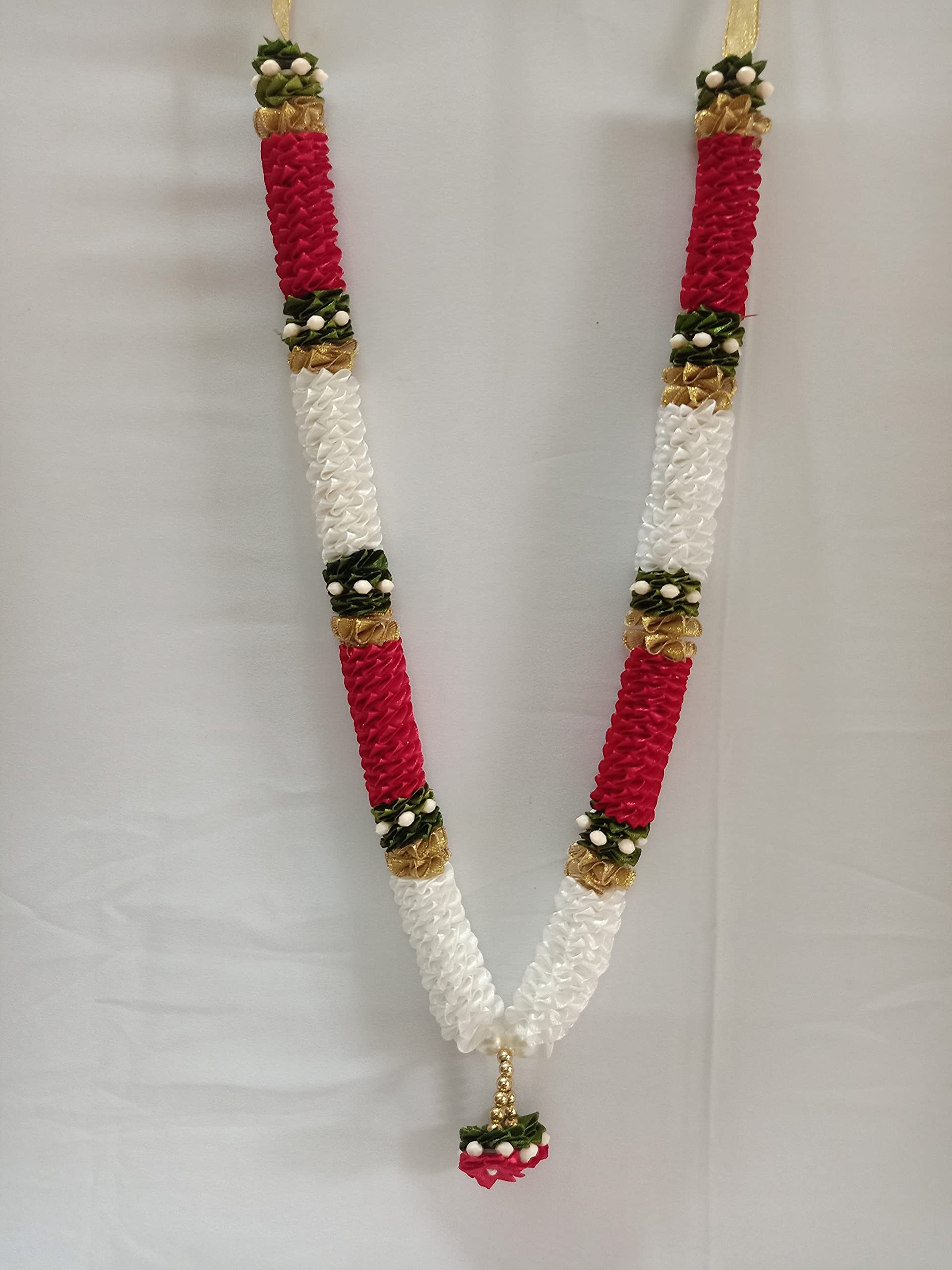 Sri Sainath Enterprises Purple With White Flowers And Green Flowers With Jasmine Flowers Garland