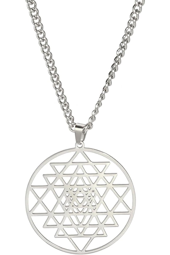 Sri Yantra Chakra Necklace for Women and Men Sri Yantra Amulet Talisman Pendant Sacred Geometry Necklace Hinduism Symbol Sacred Hindu Meditation Jewelry