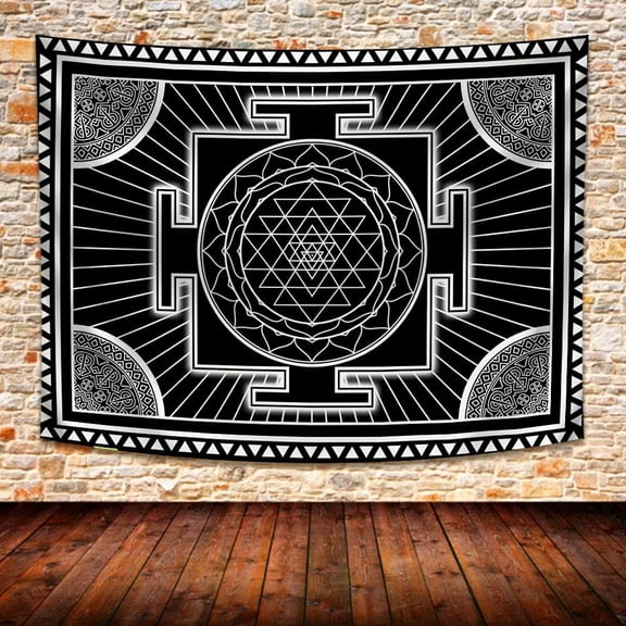 Sri Yantra Mandala Meditation Tapestry Sacred Geometry Wall Decor Art Wall Hanging Tapestries for Living Room Bedroom Home Decoration 80X60 Inches GTWYUH590