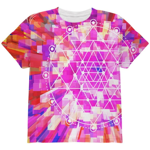 Sri Yantra Sacred Geometry All Over Youth T Shirt Multi YSM