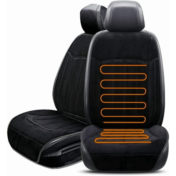 Heated Car Seat Cushion, Seat Cushion Warmer for Full Back and Seat, Velour Seat Car Cushion Heater Front Chair Pad, Seat Cushion for Car Seat Driver 1 Pack (Black)