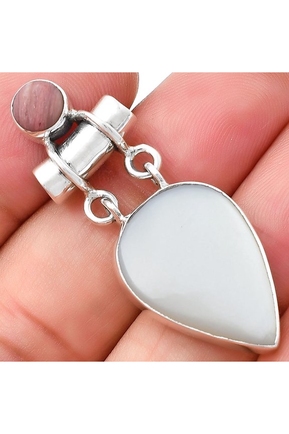 Srilankan Moonstone & Pink Tulip Quartz 925 Silver Pendant Jewelry P-1276 SDP127660