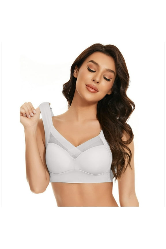 44Ddd Bras for Plus Size Women,Comfort Bra Wirefree Push Up,Pepper Bralette Small Breast Push Up,Solid Color Daily Bra Underwear No Rims Sujetador Deportivo Para Mujer,White 5X
