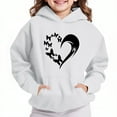 thumbnail image 1 of Sriper Affordable Girls' Hoodie, Heart Graphic Fleece Sweatshirt, Long Sleeve Pullover, Winter Kids Fashion, Camp Gifts, Camisas para Niñas, Budget Friendly 5 14T Size White 13 Years, 1 of 4