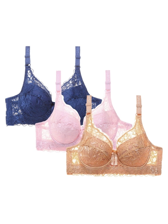 Bras for Large Breasted Women 3 Pack,Supportive Bras Plus Size,Cotton Wireless Bralette Plus Size,Solid Color Daily Bra Underwear No Rims Sostenes Deportivos Para Mujer,Beige 3X
