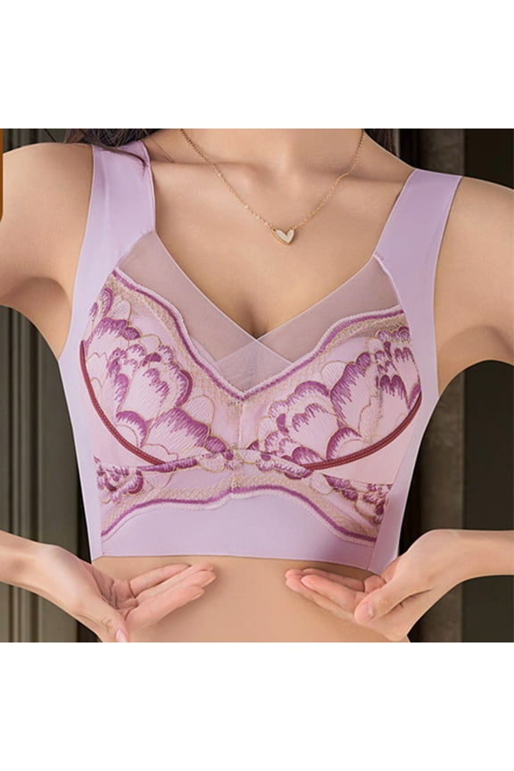 Bras for Plus Size Women Full Coverage,Cute Sports Bras Plus Size,46Ddd Bralette for Plus Size Wireless,Solid Color Daily Bra Underwear No Rims Sostenes Para Mujer Sin Varillas,Pink 2X