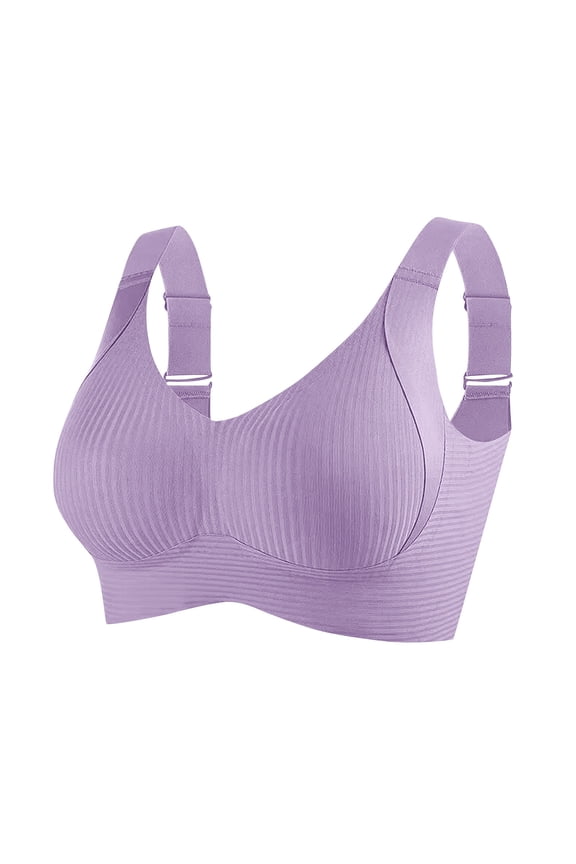Bras for Plus Size Women,Supportive Bras,Wireless Bralette Support 34C,Solid Color Daily Bra Underwear No Rims Sujetador Deportivo Para Mujer,Purple 2X