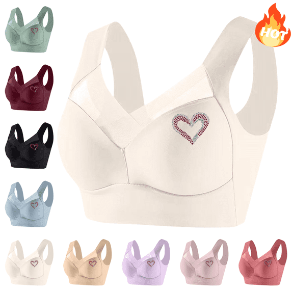 Sriper Bras for Plus Size Women No Underwire,Cute Sports Bras High Support,Push Up Bralette No Underwire ,Everyday Basic Sleeping Bra Brasieres Para Mujer,Beige XL