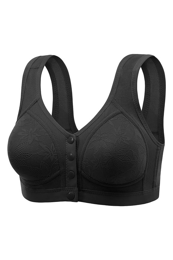 Bras for Senior Women Plus Size,Supportive Bralette Large Bust Pack,Cooling Bras,Everyday Basic Sleeping Bra CorpiñOs Para Mujer,Black L