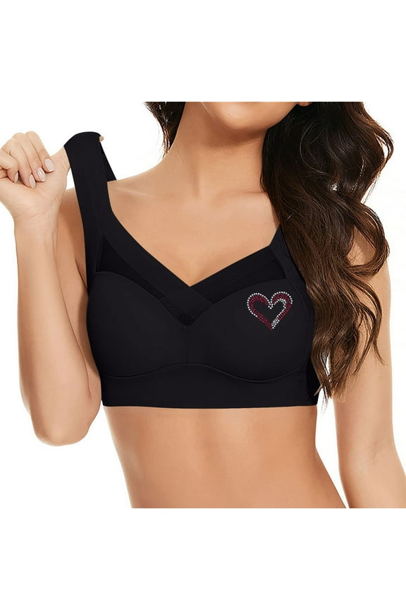 Comfort Bra Wirefree,Cooling Bras,Extra Supportive Wireless Bralette ,Everyday Basic Sleeping Bra Sostenes Para Mujer,Black 2X
