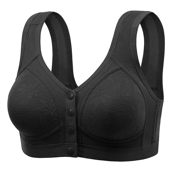 Sriper Comfort Bras for Older Women Plus Size,Non Underwire Supportive Bralette,Cooling Bras,Solid Color Daily Bra Underwear No Rims Bracieles Para Mujeres,Black XL