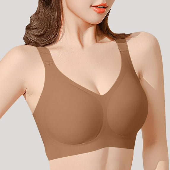 Sriper Comfort Bras for Older Women Plus Size,Supportive Bras,Cotton Wireless Bralette No Padding,Everyday Basic Sleeping Bra Bracieres Para Mujeres,Coffee 4X