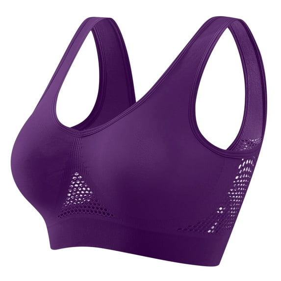 Sriper Comfort Sport Bras for Older Women,46Ddd Workout Bralette for Plus Size Wireless, Bracieles Para Mujeres,Purple 2X