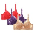thumbnail image 1 of Sriper Daisy Bras for Older Women 3 Pack,Wireless Bralette,Cute Sports Bras Small Bust,Solid Color Daily Bra Underwear No Rims Sujetadores Para Mujer Levanta Busto,Purple XL, 1 of 2