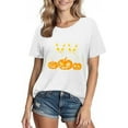 thumbnail image 1 of Sriper Fitted Halloween Witch Top,Women's Short Sleeve Graphic Tee,Pumpkin Theme Print,Casual Cotton Shirt,Trendy Fall Blouse,Fashionable Ropa Mujer White 2X, 1 of 3