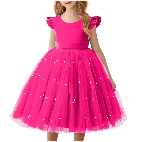 Sriper Flower Girl Tulle Tutu Toddler 2T,Sleveless Princess Dress, Dresses Size 7-8,2T Clothes,Ropa De Ninas 5T, Hot Pink 6 Years