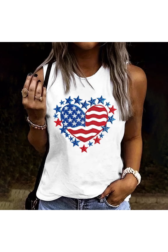 4Th of July Shirt women Summer Sleeveless Tank Tops Usa American Flag Patriotic tees Going Out Beach Vacation Blouses 2026