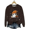 thumbnail image 1 of Sriper Halloween Clothes for Women, Ghost Pumpkin Graphic Shiny Sweatshirt, Spooky Trendy Pullover, Tunic Tops, Winter Hiking Clothes, Soft & Warm Fabric Cute Sudaderas Para Mujer Brown 2X, 1 of 8